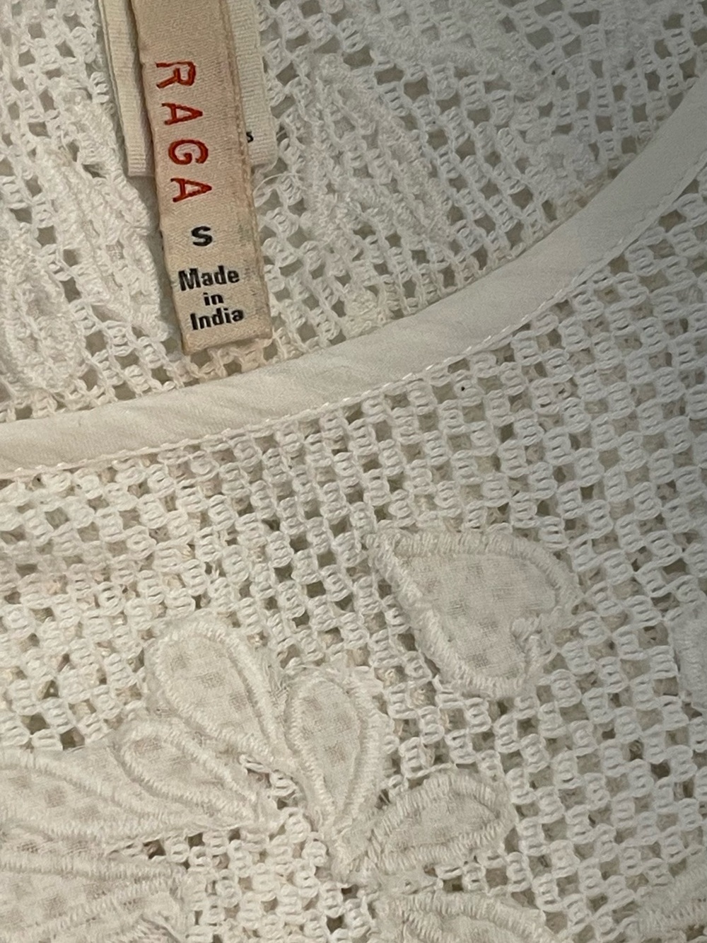 RAGA White Cotton Crochet Boho Tunic/Cover-Up - Picture 14 of 16